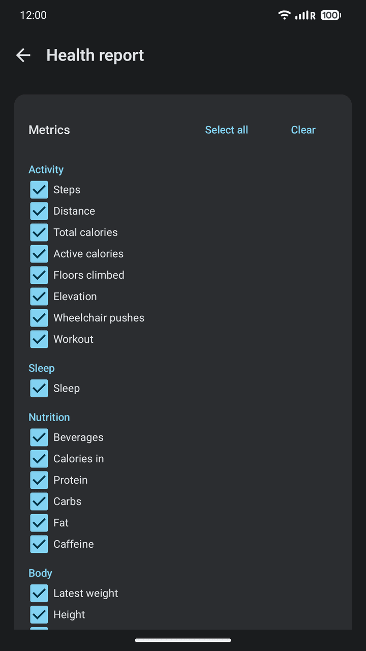 OpenVitals: Health report